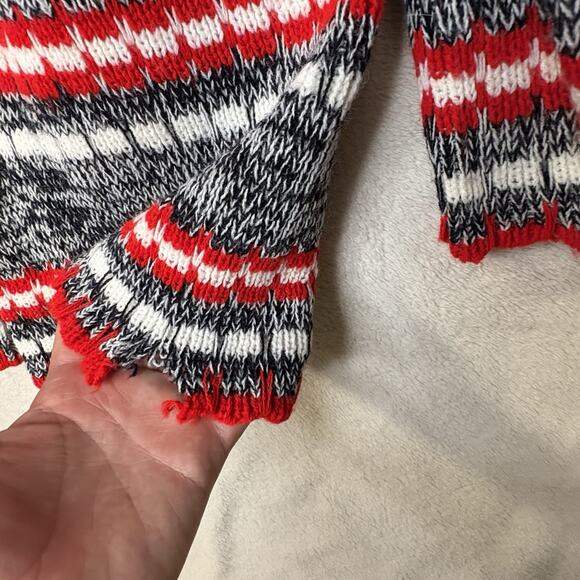 Vintage Scotch English Red Blue White Knit Collar Cardigan Sweater Medium - Picture 5 of 12